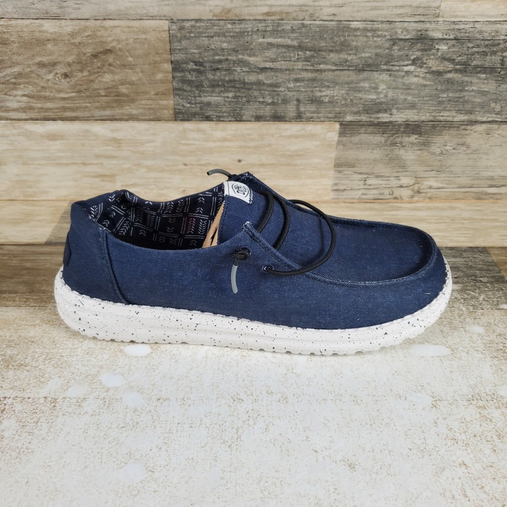Hey Dude Wendy Stretch Canvas Womens Loafer Shoes Sz 10 Navy Slip On Round Toe